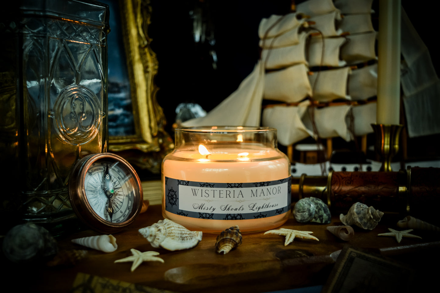Misty Shoals Lighthouse Candle