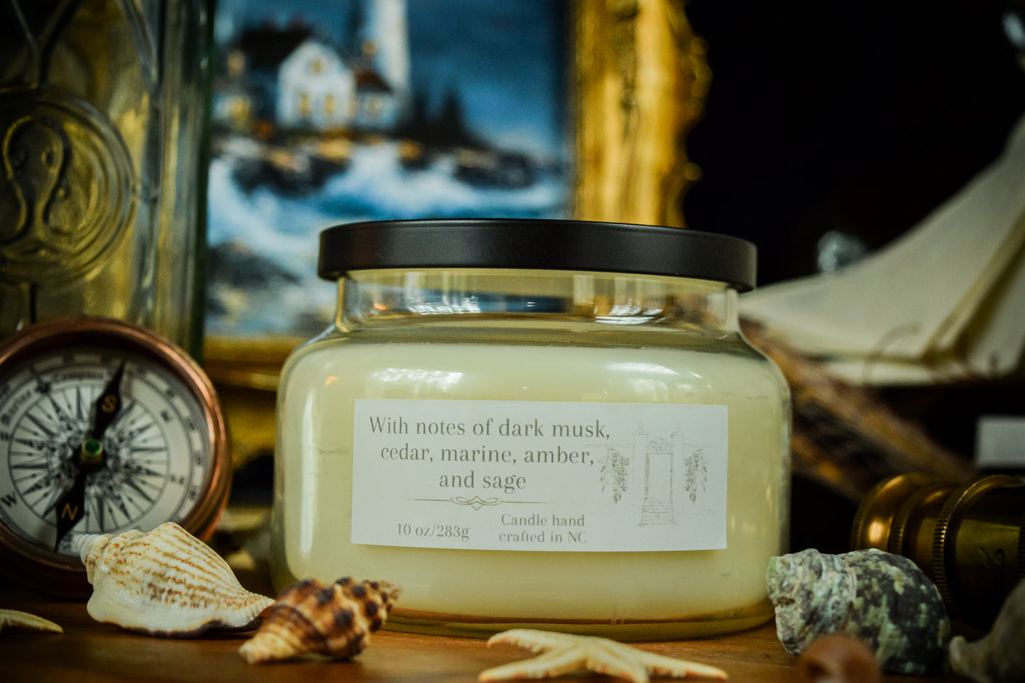 Misty Shoals Lighthouse Candle
